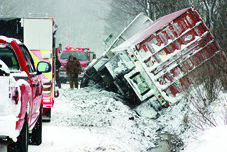Tractor trailer rollover
